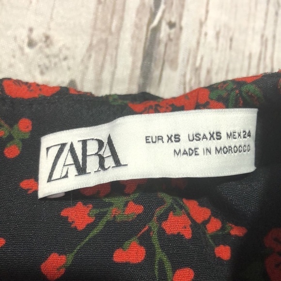 Zara Floral Red Poppy Ruffle Mini Chiffon Dress - Picture 3 of 14